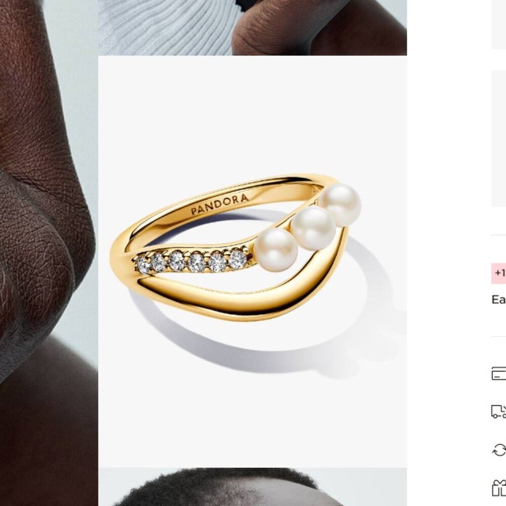 Pandora ring pearls and gold